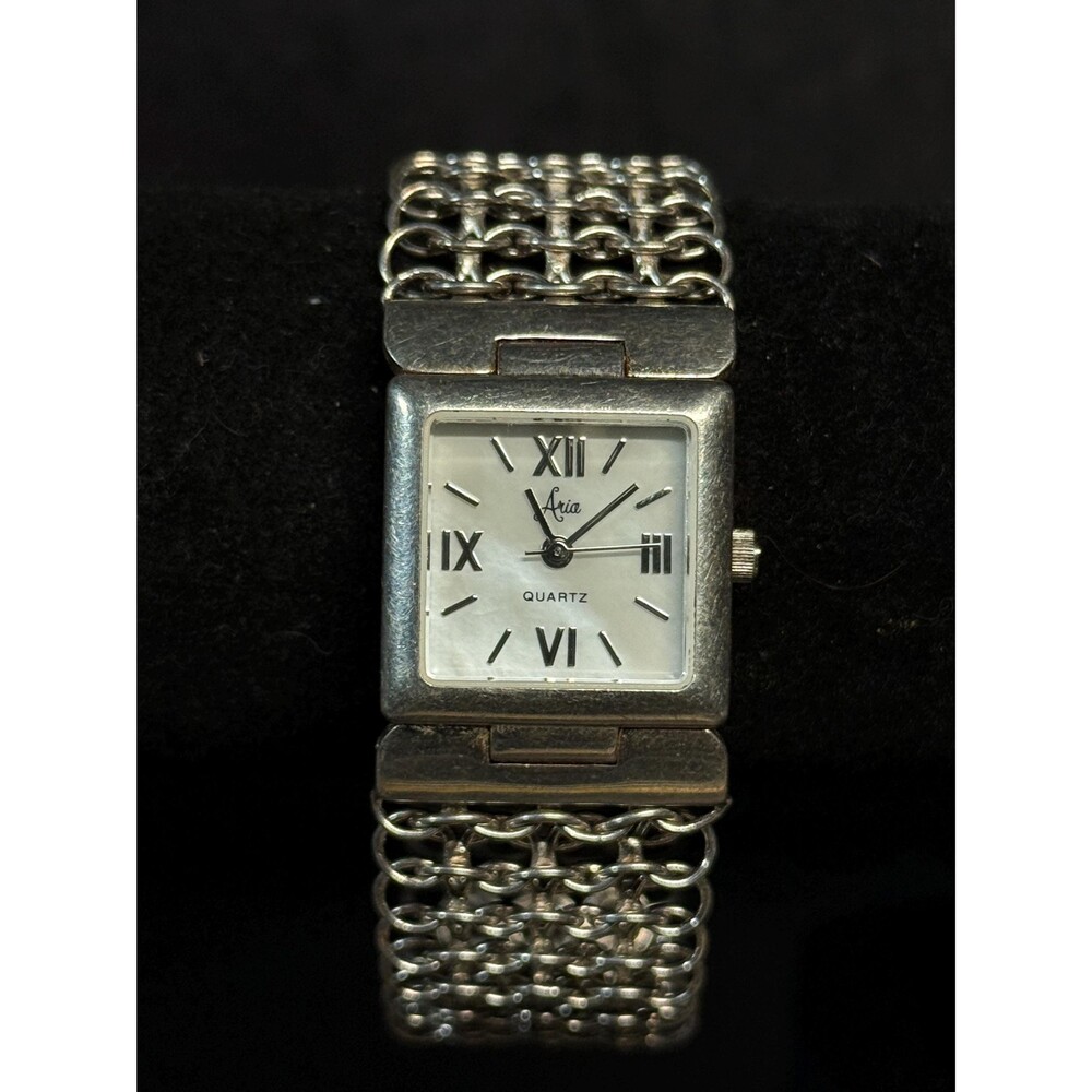 Sterling Silver Aria Quartz Watch Woven Link Band - Picture 5 of 14